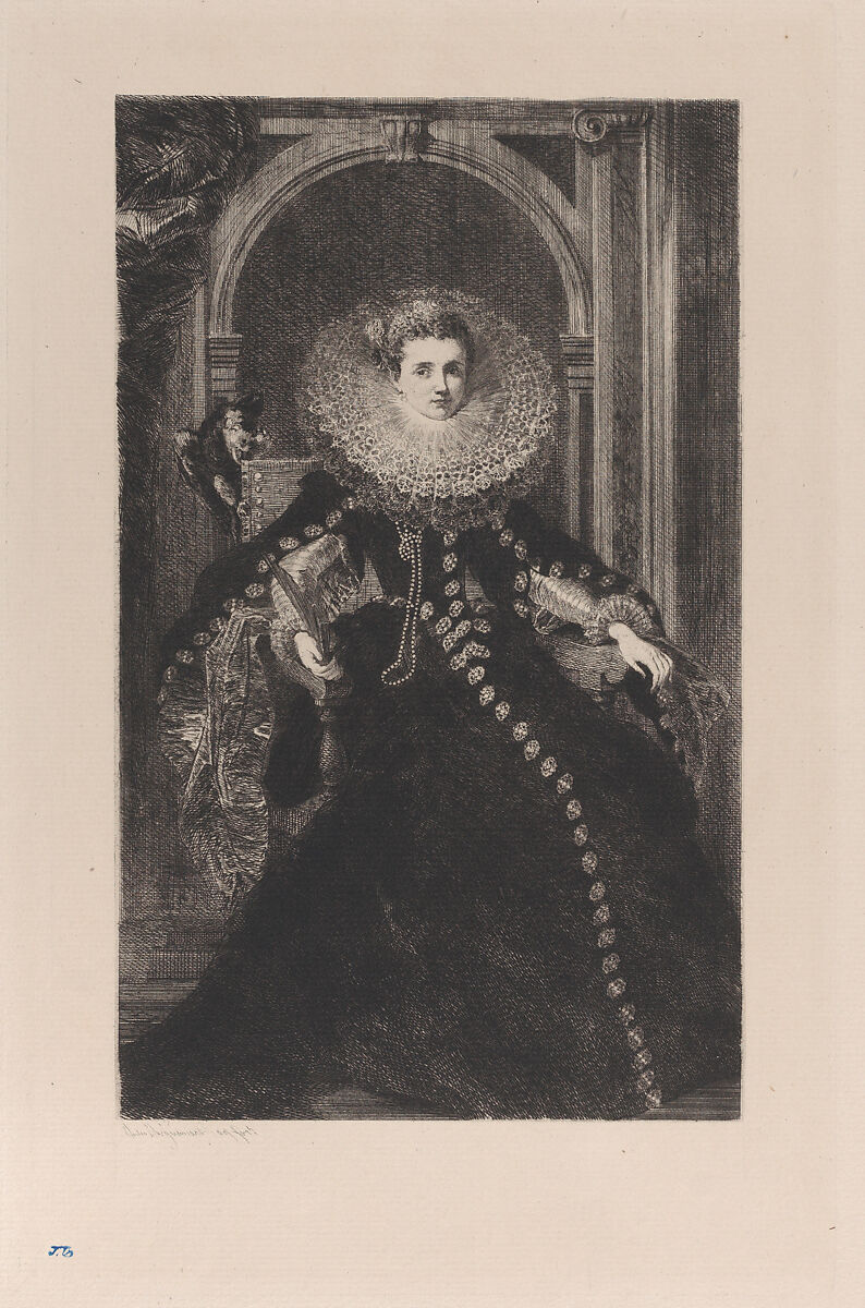 Infanta Isabella, after Simon de Vos, Jules-Ferdinand Jacquemart (French, Paris 1837–1880 Paris), Etching 