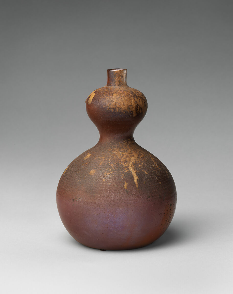 Double Gourd Vessel, Stoneware with natural ash glaze (Bizen ware), Japan