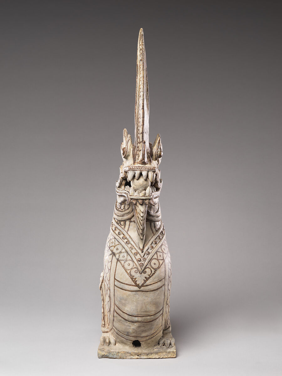 Architectural antefix in form of a makara finial, Stoneware with iron-brown underglaze décor, North-central Thailand, Sukhothai kilns