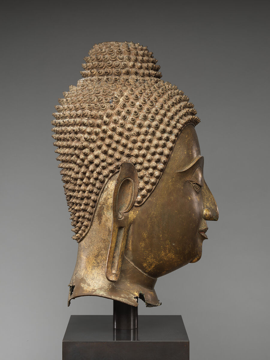 Head of Buddha Shakyamuni, Bronze with traces of gilt, Thailand