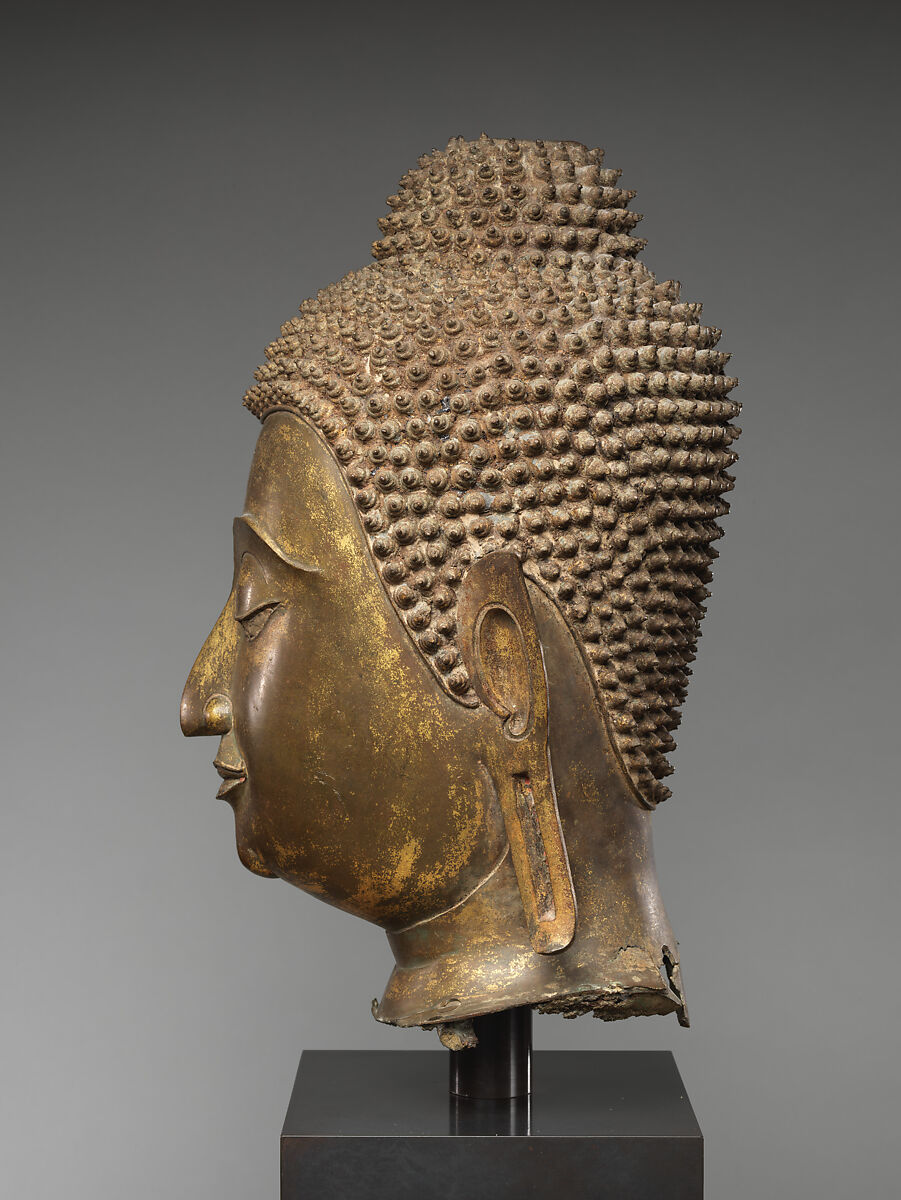 Head of Buddha Shakyamuni, Bronze with traces of gilt, Thailand