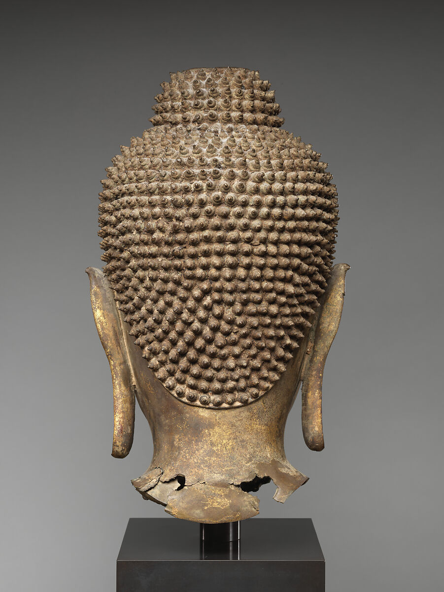 Head of Buddha Shakyamuni, Bronze with traces of gilt, Thailand
