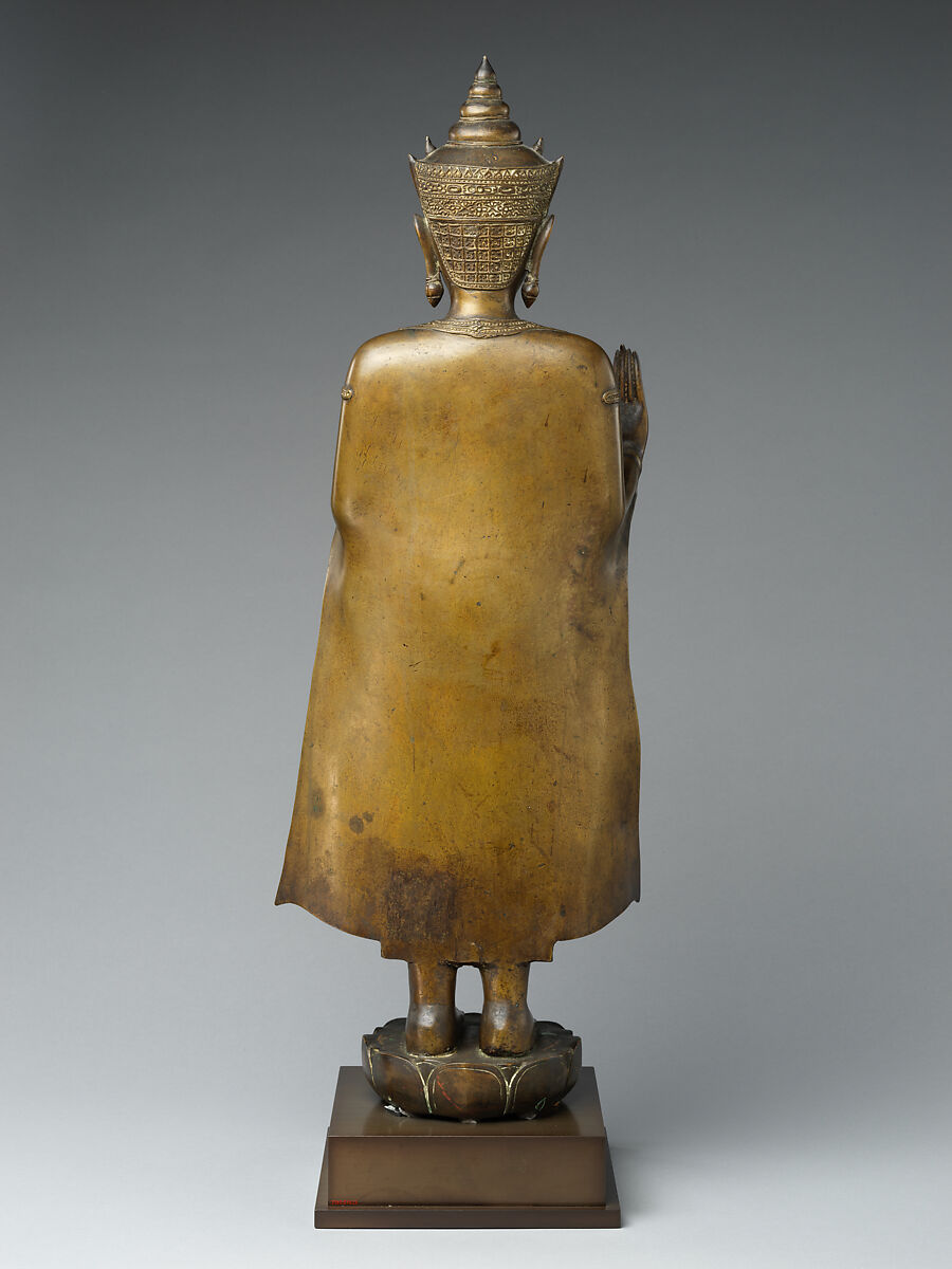 Standing Crowned Buddha gesturing protection, Bronze, Thailand, Ayutthaya or Bangkok