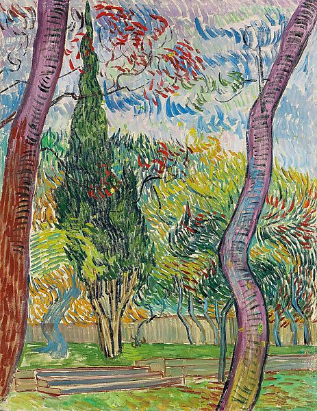 Trees in the Garden of the Asylum, Vincent van Gogh  Dutch, Oil on canvas