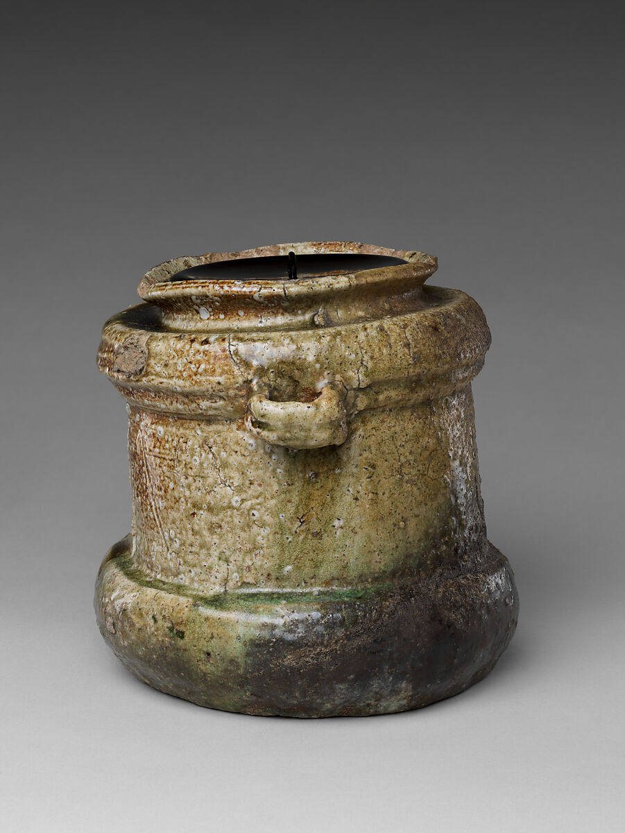 Freshwater Jar (Mizusashi), Named “Hotei”, Stoneware with natural ash glaze (Iga ware), Japan