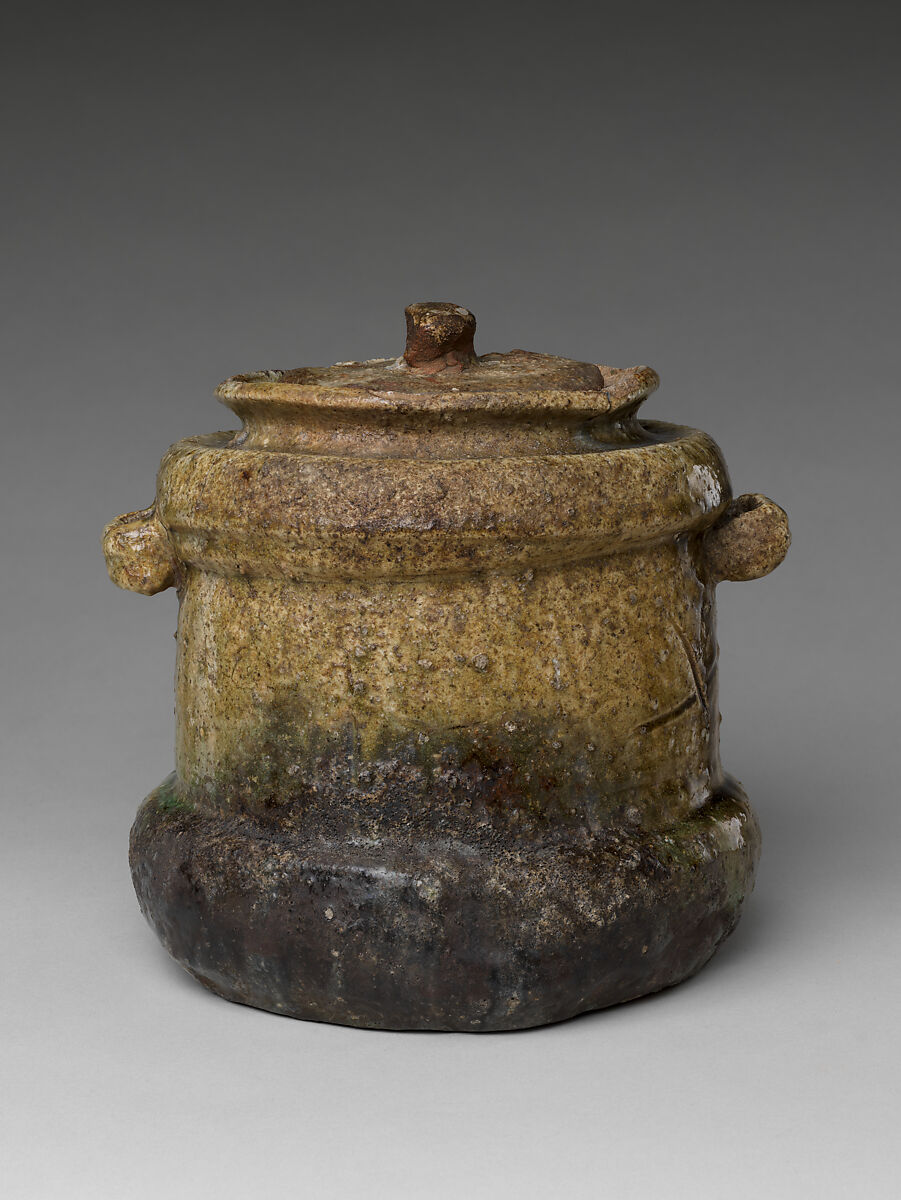 Freshwater Jar (Mizusashi), Named “Hotei”, Stoneware with natural ash glaze (Iga ware), Japan