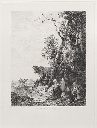 Rest, a Landscape with Figures and Cattle, after Nicolaes Berchem, from 