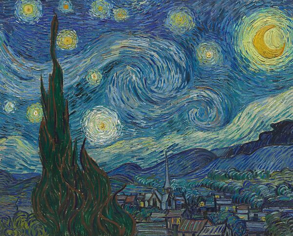 The Starry Night, Vincent van Gogh  Dutch, Oil on canvas