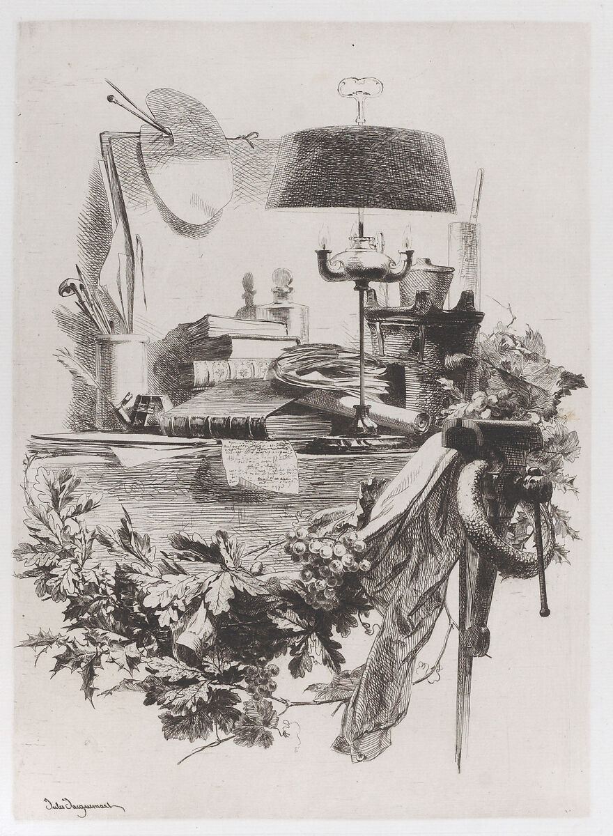 The Engraver's Instruments, Jules-Ferdinand Jacquemart (French, Paris 1837–1880 Paris), Etching 