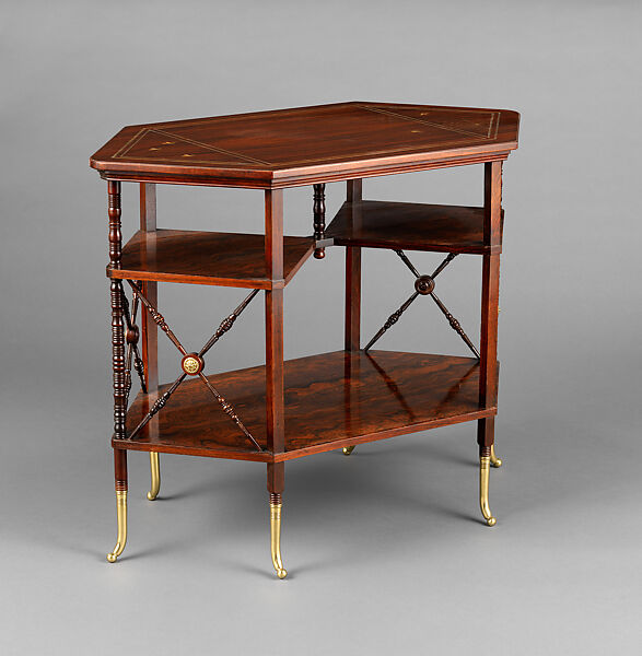 Table, A. and H. Lejambre (American, Philadelphia, Pennsylvania, active 1865–ca. 1907), Mahogany, brass, mother-of-pearl, American 