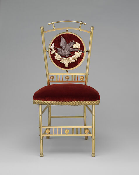 Chair, Charles Parker Company (American, Meriden, Connecticut, 1832–1957), Brass, silver and other plates, American