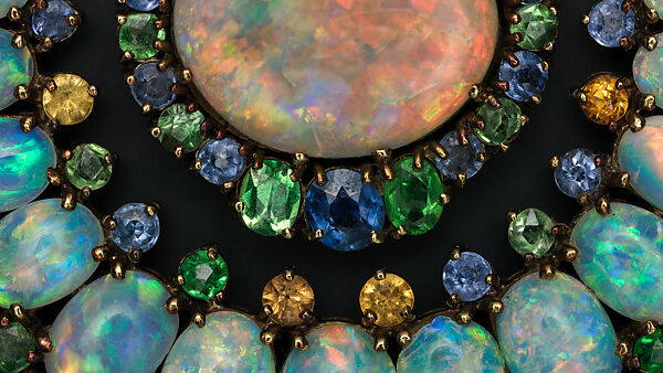 Necklace, Probably designed by Meta Overbeck (American, 1881–1946) for, Gold, opals, pearls, demantoid garnets, sapphires, American