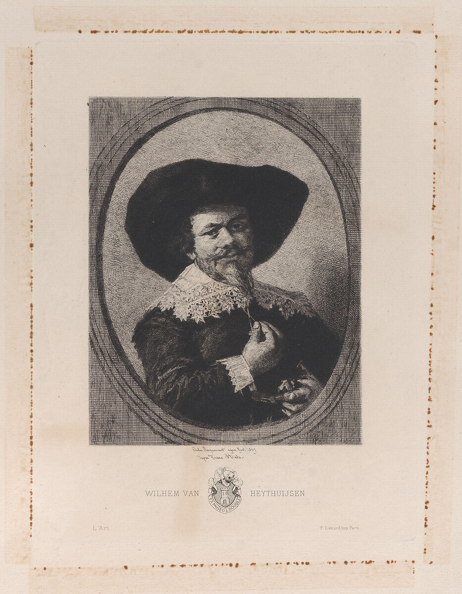 Portrait of Wilhem van Heythuijsen, after Frans Hals, Jules-Ferdinand Jacquemart (French, Paris 1837–1880 Paris), Etching 