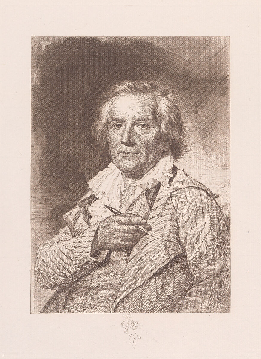 Portrait of Jean Honoré Fragonard, Tiburce de Mare (French, Paris 1840–1900 Boissy-St-Léger), Etching, printed in brown ink 