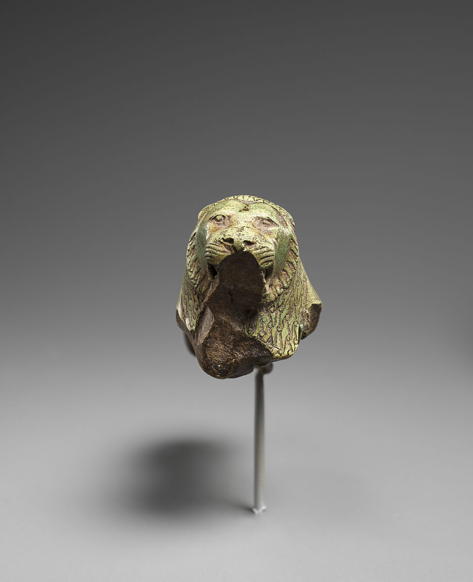 Lion with the names of Pharaoh Necho II, Steatite, glaze