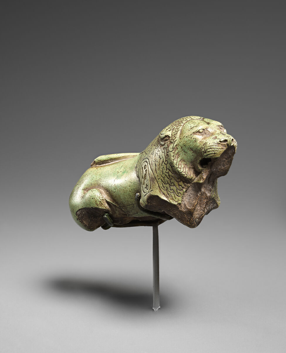 Lion with the names of Pharaoh Necho II, steatite, glaze