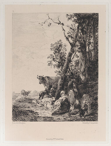 Rest, a Landscape with Figures and Cattle, after Nicolaes Berchem