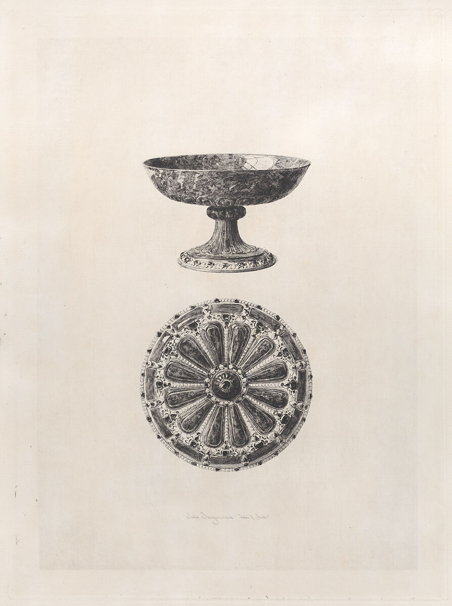 Lapis Lazuli Cup, Jules-Ferdinand Jacquemart (French, Paris 1837–1880 Paris), Etching, third state of three (Gonse)