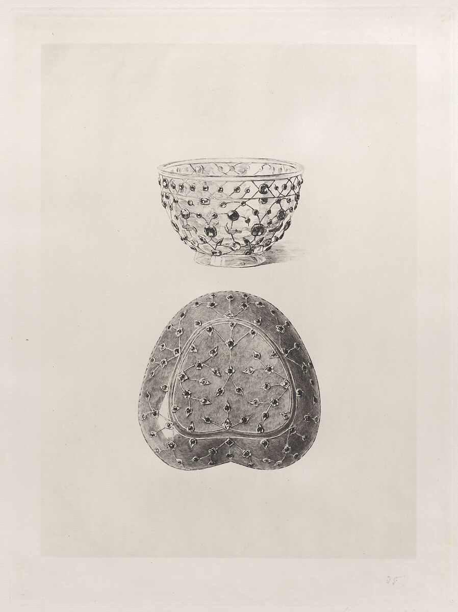 Crystal Cup and Jade Saucer, Jules-Ferdinand Jacquemart (French, Paris 1837–1880 Paris), Etching 