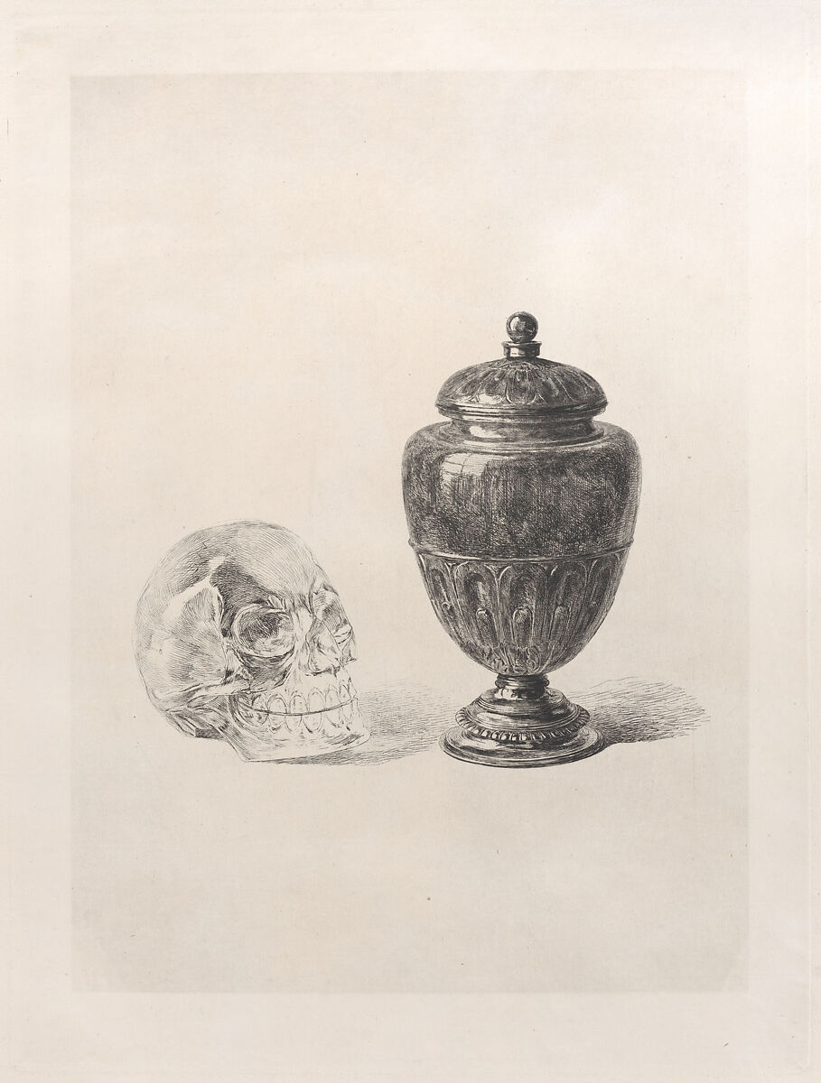 Crystal Skull and Jade Vase, Jules-Ferdinand Jacquemart (French, Paris 1837–1880 Paris), Etching 