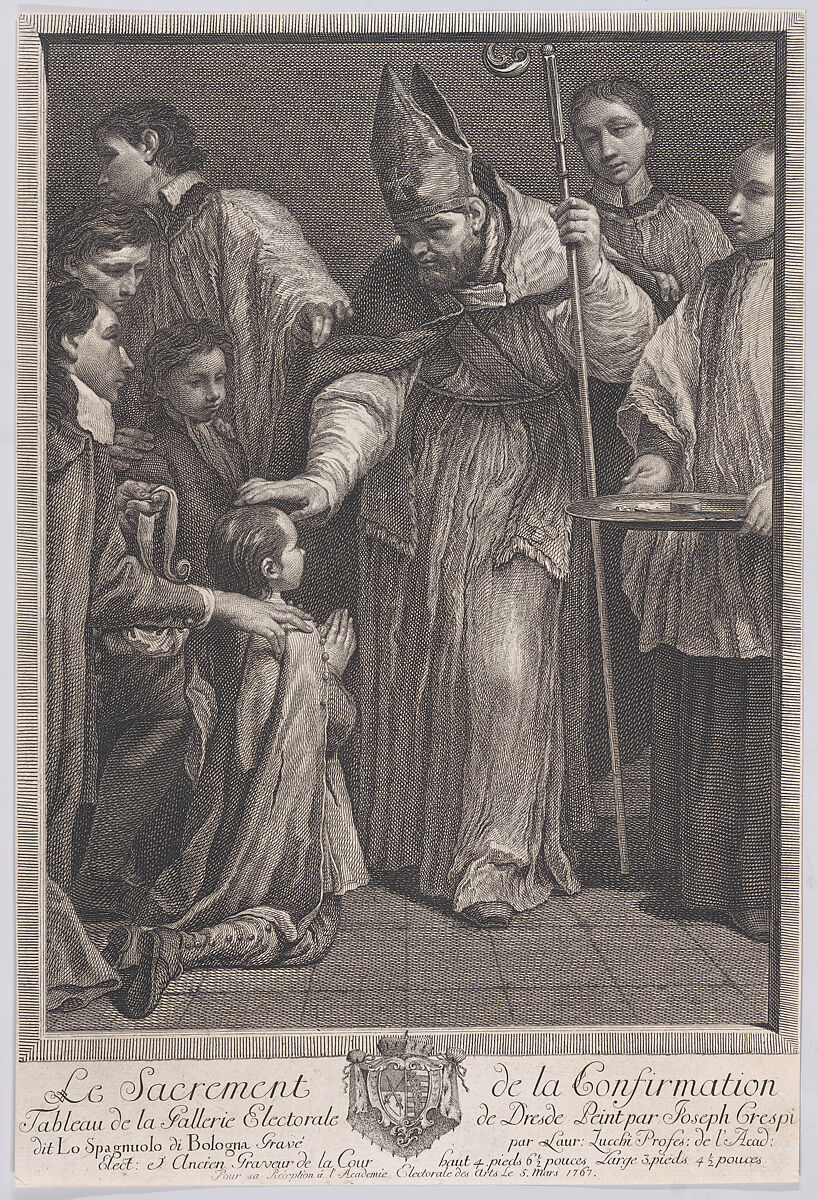 Confirmation, from "The Seven Sacraments", Lorenzo Zucchi (Italian, Venice 1704–1779 Dresden), Etching 
