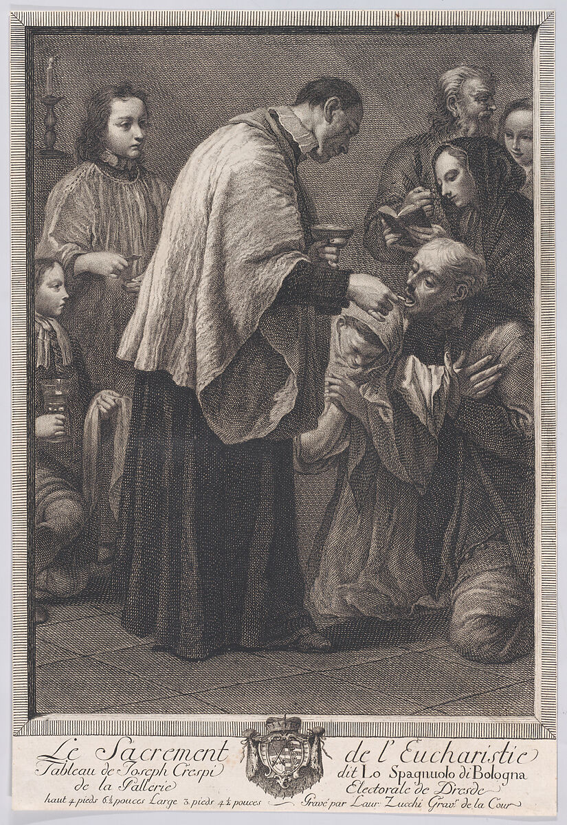 The Eucharist, from "The Seven Sacraments", Lorenzo Zucchi (Italian, Venice 1704–1779 Dresden), Etching 