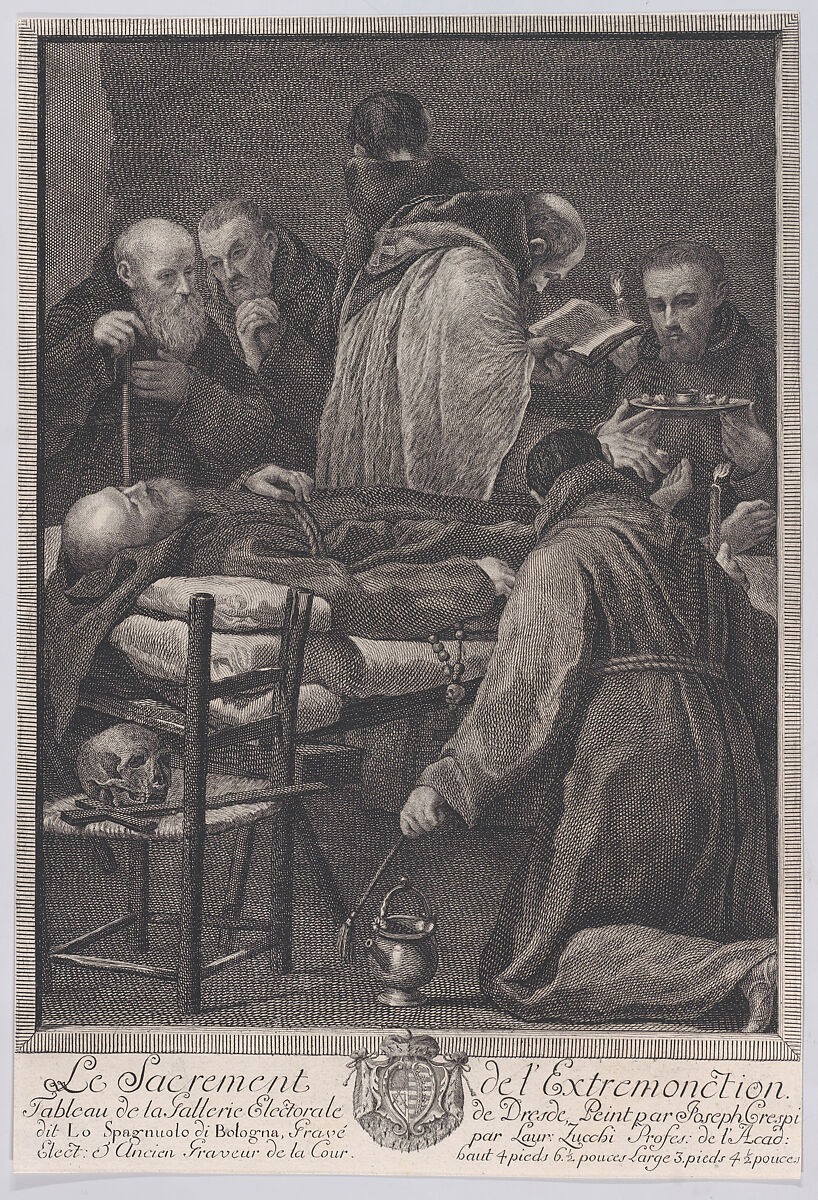 Extreme Unction, from "The Seven Sacraments", Lorenzo Zucchi (Italian, Venice 1704–1779 Dresden), Etching 