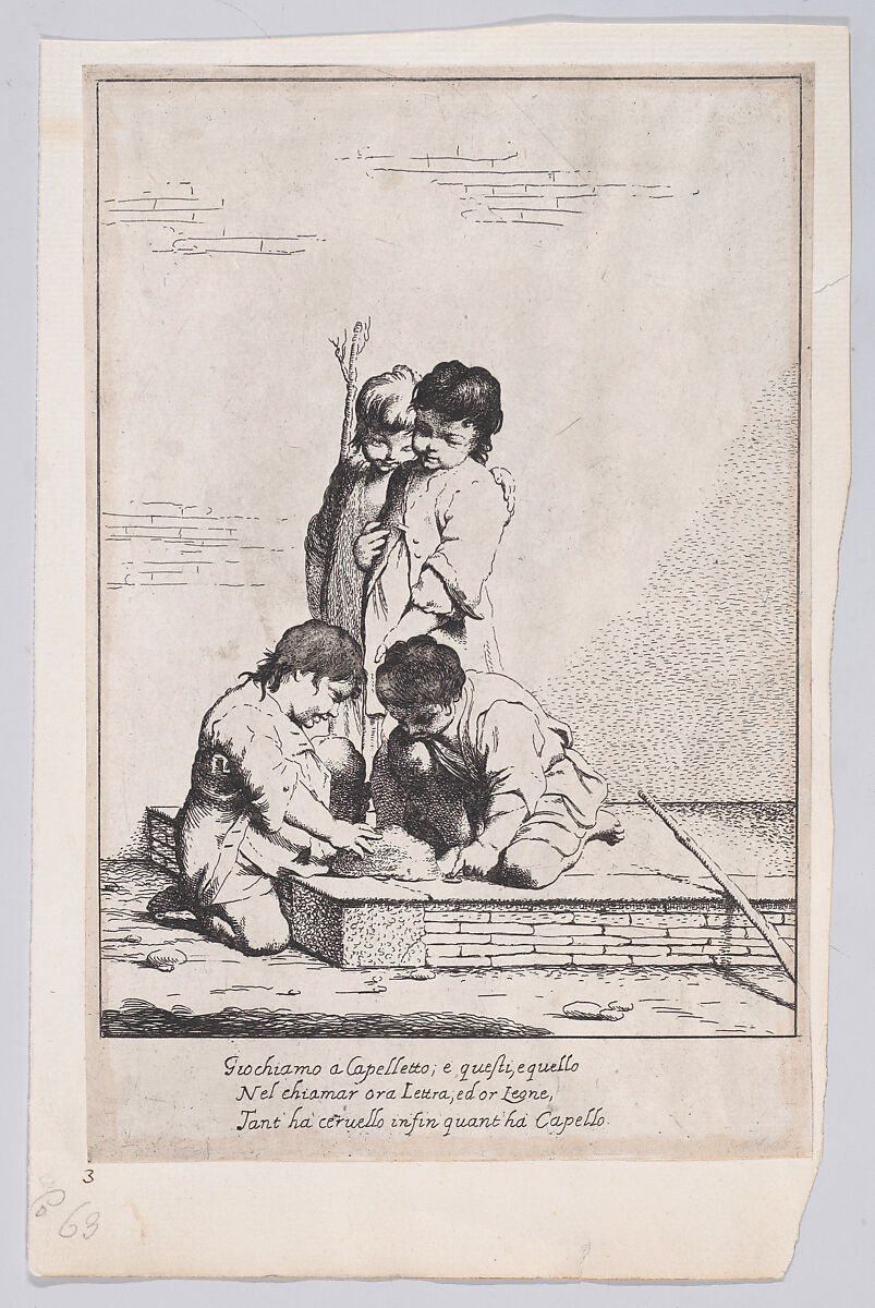 Children playing "à Capelletto", Giuseppe Maria Crespi (Italian, Bologna 1665–1747 Bologna), Etching 