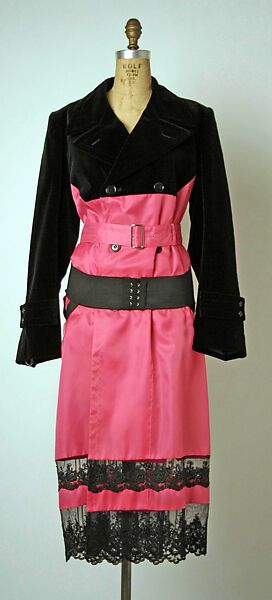 Ensemble, Comme des Garçons (Japanese, founded 1969), a) rayon, cotton, plastic; b) rayon, metal; c) cotton, elasticine blend, French