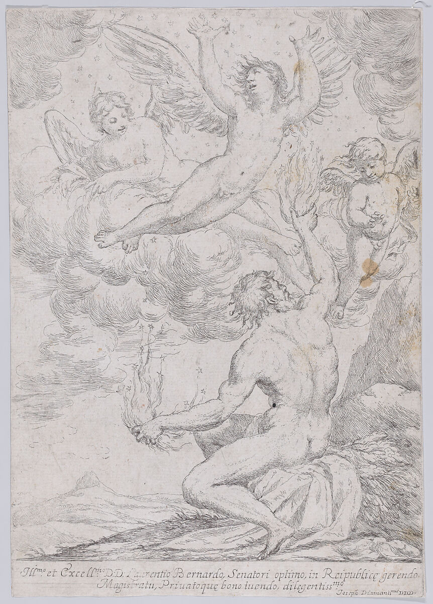 The Fall of Icarus, Giuseppe Diamantini (Italian, Fossombrone 1621–1705 Fossombrone), Etching 