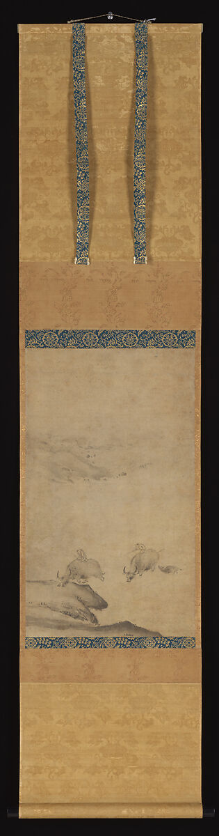 Herdboys and Buffalos, Attributed to Kaō (Japanese,active first half 14th century), Hanging scroll; ink on paper, Japan