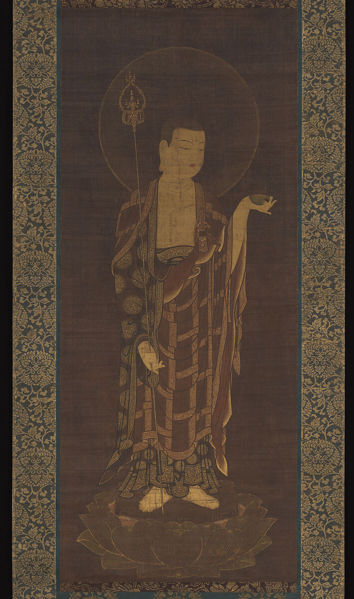 Jizō Bosatsu (Sanskrit: Ksitigharba), Unidentified Artist, Hanging scroll; ink and color on silk, Japan 