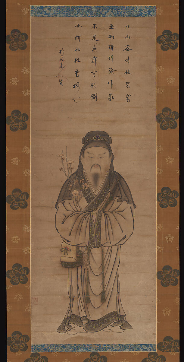 Tenjin Traveling to China, Tōsai (Japanese, active late 15th century), Hanging scroll; ink and color on silk, Japan 