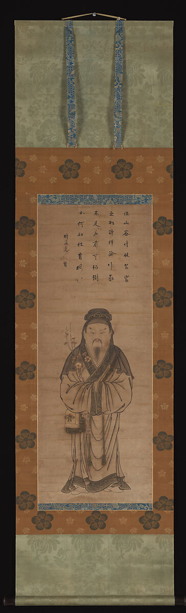 Tenjin Traveling to China, Attributed to Tōsai (Japanese, active late 15th century), Hanging scroll; ink and color on silk, Japan