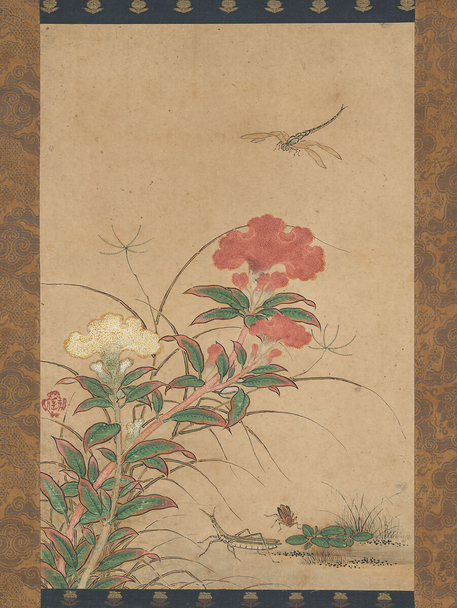 Birds and Flowers, Traditionally attributed to Kano Motonobu (Japanese, 1477–1559), Set of three hanging scrolls; ink and color on paper, Japan