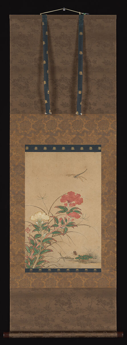 Birds and Flowers, Traditionally attributed to Kano Motonobu (Japanese, 1477–1559), Set of three hanging scrolls; ink and color on paper, Japan