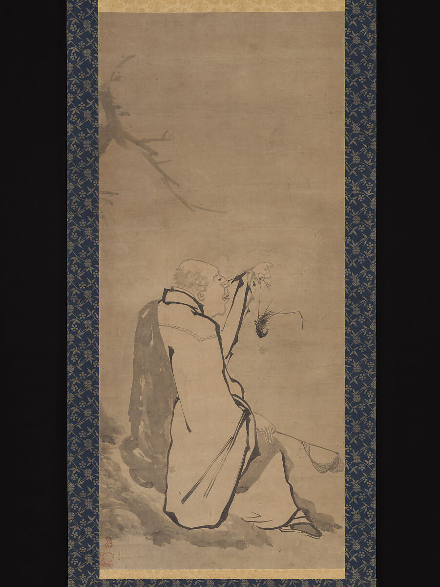 Priest Xianzi, Unkoku Tōgan (Japanese, 1547–1618), Hanging scroll; ink on silk, Japan 