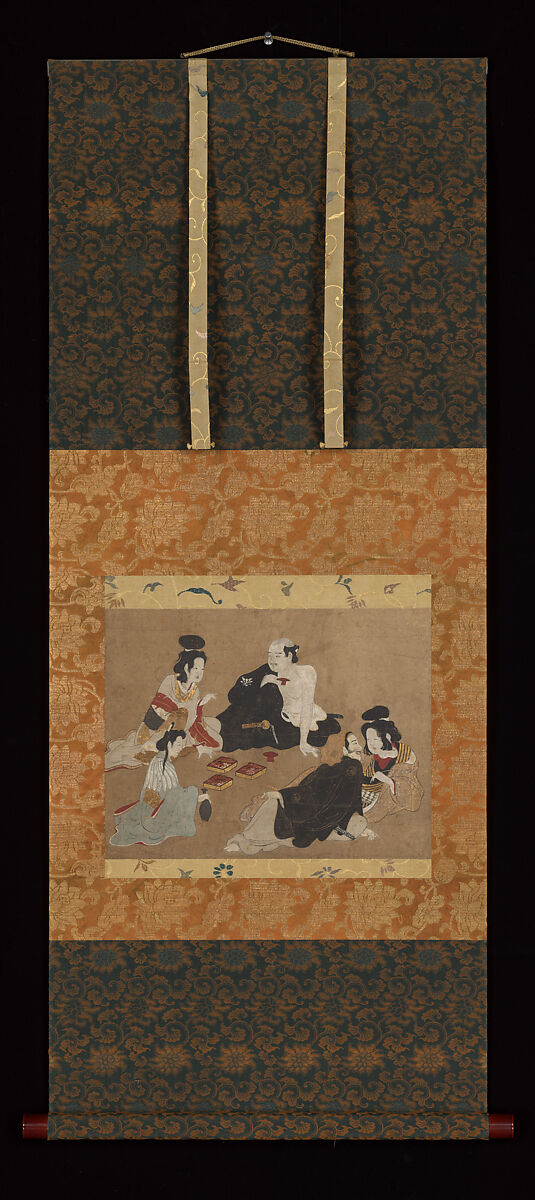 Merrymaking in a Brothel, Unidentified Artist, Hanging scroll; ink and color on paper, Japan
