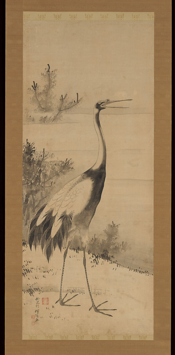 Cranes, Soga Shōhaku (Japanese, 1730–1781), Pair of hanging scrolls; ink on paper, Japan
