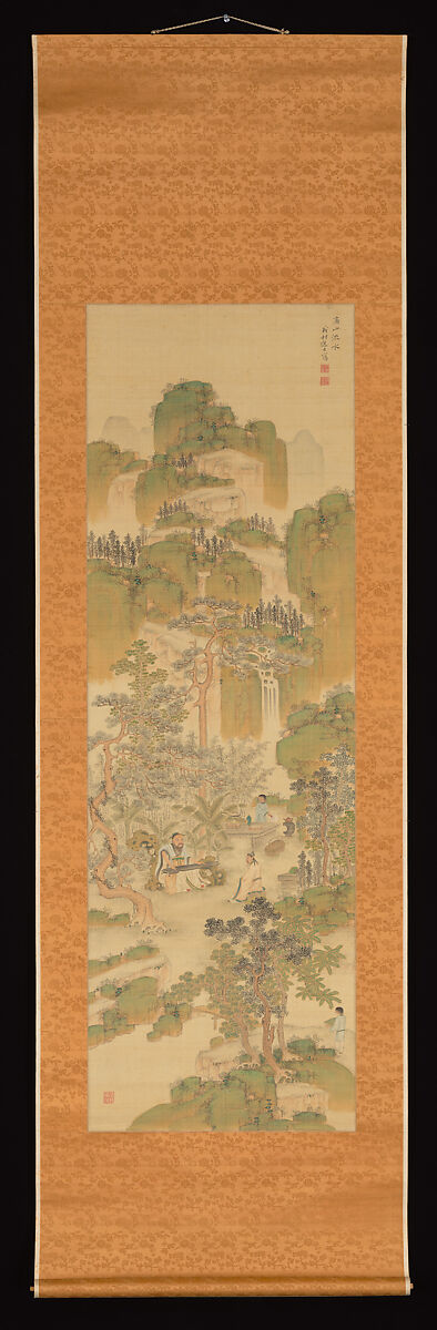 High Mountains, Flowing Water: Yu Boya and Zhong Ziqi, Okura Ryūzan (Japanese, 1785–1850), Hanging scroll; ink and color on silk, Japan
