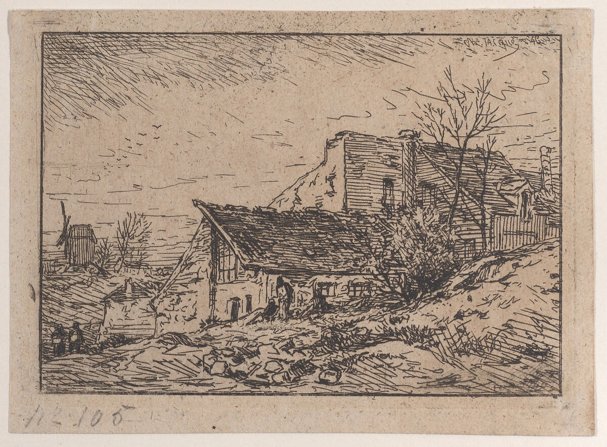 Landscape with Hovels, Charles Jacque (French, Paris 1813–1894 Paris), Etching 