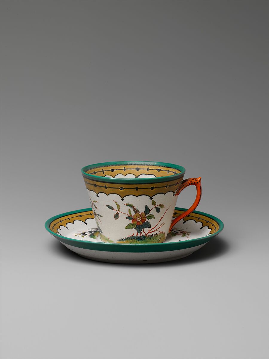 Teacup and saucer, Designed by Karl L. H. Müller (1820–1887), Porcelain, American 