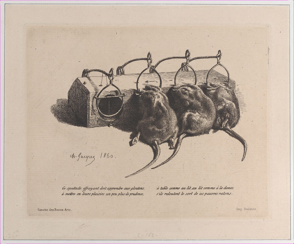 Mousetrap, Charles Jacque (French, Paris 1813–1894 Paris), Etching 