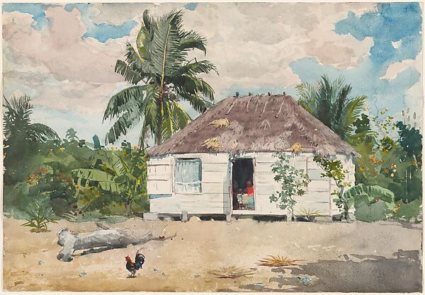 Native Hut at Nassau, Winslow Homer (American, Boston, Massachusetts 1836–1910 Prouts Neck, Maine), Watercolor and graphite on wove paper, American 