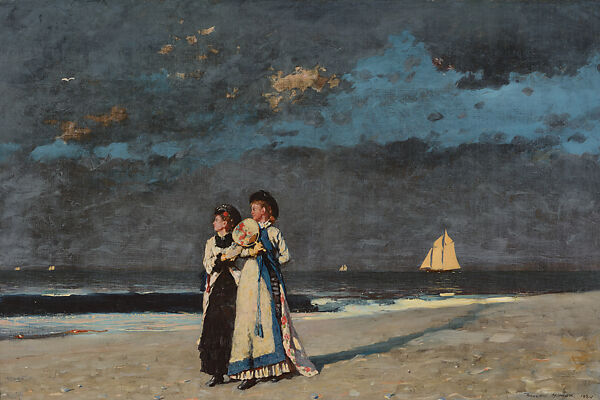 Promenade on the Beach, Winslow Homer  American, Oil on canvas, American