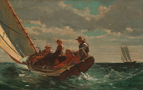 Breezing Up (A Fair Wind), Winslow Homer (American, Boston, Massachusetts 1836–1910 Prouts Neck, Maine), Oil on canvas, American 