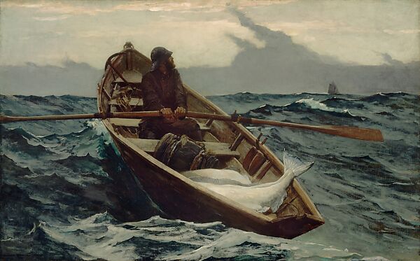 The Fog Warning (Halibut Fishing), Winslow Homer (American, Boston, Massachusetts 1836–1910 Prouts Neck, Maine), Oil on canvas, American 