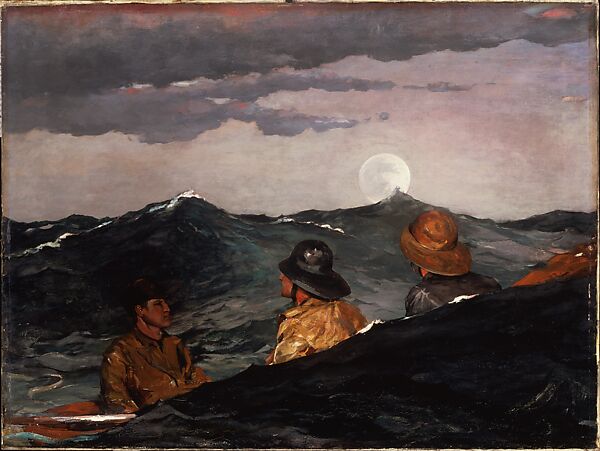 Kissing the Moon, Winslow Homer (American, Boston, Massachusetts 1836–1910 Prouts Neck, Maine), Oil on canvas, American 