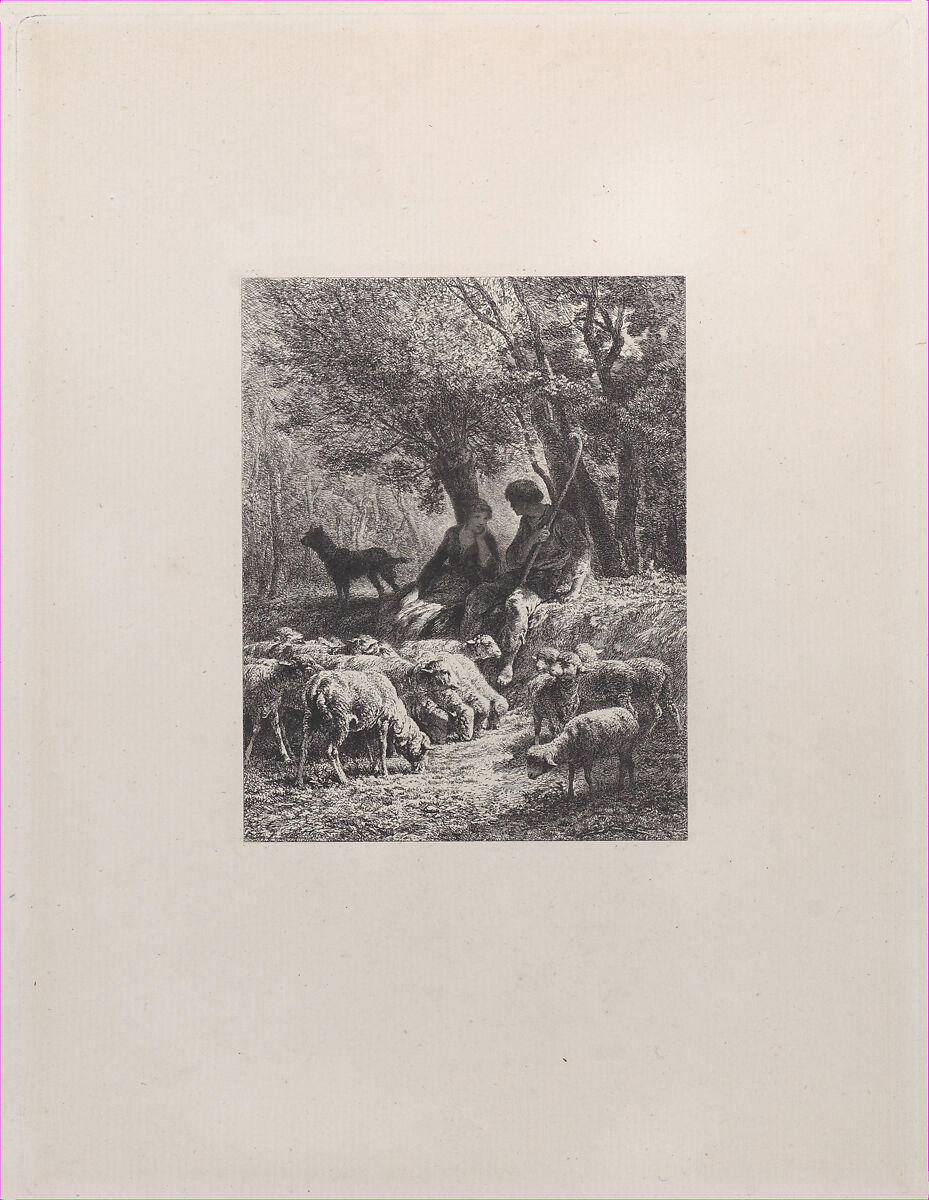 Pastoral Scene, Charles Jacque (French, Paris 1813–1894 Paris), Etching 