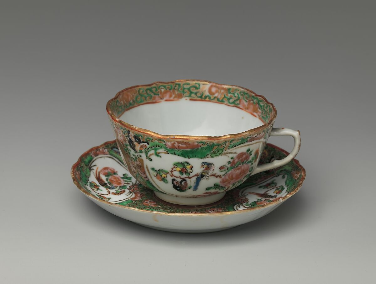 Teacup and Saucer, Porcelain, Chinese, for American market 